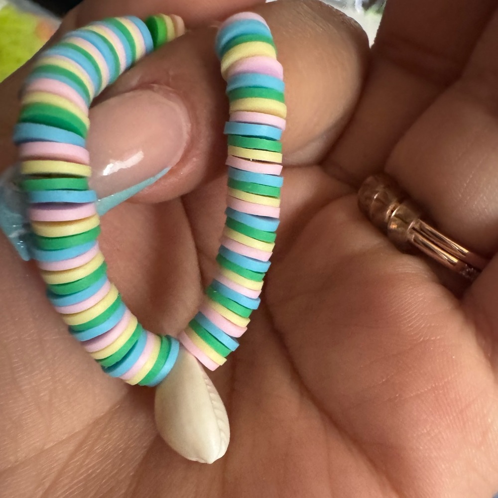 Colorful Beaded Bracelet with Shell Charm